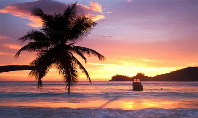 Uma das belas vistas nas praias das Ilhas Seychelles