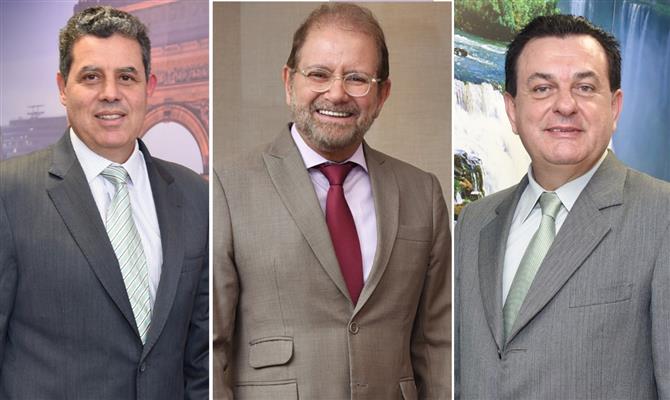 O presidente Luiz Eduardo Falco, o presidente do Conselho de Administração Guilherme Paulus, e o VP de Vendas e MKT Valter Patriani, figuras-chave da CVC