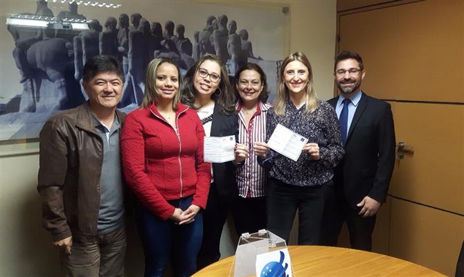 Gervasio Tanabe (diretor executivo da Abracorp); Daiana Moreira (Coordenadora de Comitês da Abracorp); Fernanda Martins (Rede Windsor); Monica Leone (Rede Windsor); Edmaria Cintia (Gol) e Walter Marc 