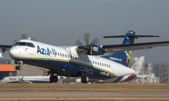 Acima, modelo ATR 72-600 que fará o trecho da Azul entre o Aeroporto de Viracopos, em São Paulo, a Ponta Grossa (PR)