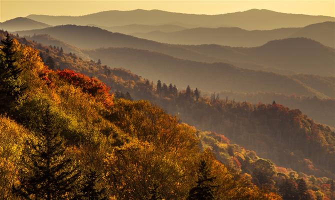 Vista do Parque Nacional Great Smoky Mountains, no Tennessee