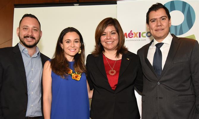 Sebastián Bremont, Alejandra Carranza, Diana Pomar e Gabriel López, do Conselho de Promoção Turística do México