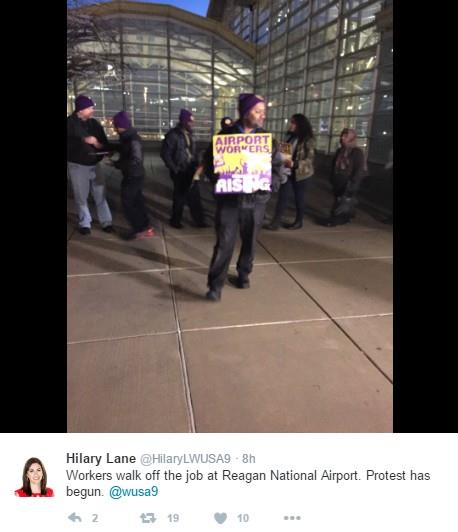 Usuária do Twitter registrou momento da greve no Aeroporto Internacional Ronald Reagen (EUA)