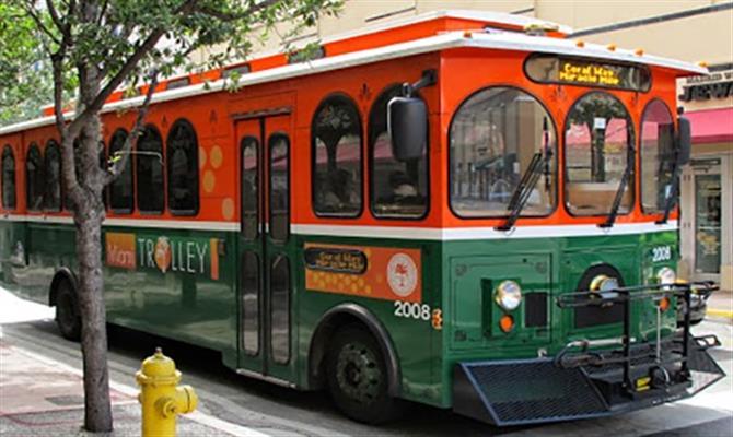 O Trolley, umas das opções de transporte público de Miami