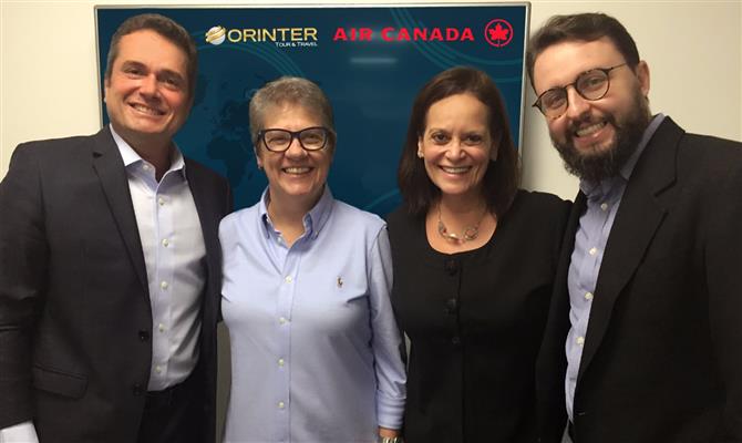 Gleyson Ranieri (Air Canada), Ana Maria Berto (Orinter), Sandra Passetto (Air Canada) e Roberto Sanches (Orinter)