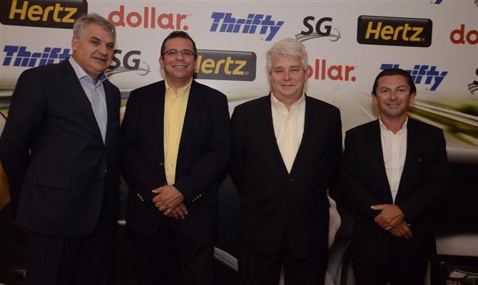 Sérgio Guanais, da SG, com Juan Ballesteros, Bill Byrne e Adriano Aguiar, da Hertz Internacional
