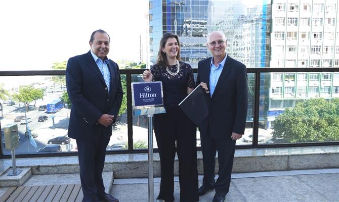Equipe do Hilton: José Juan González, Laura Castagnini e Tom Potter