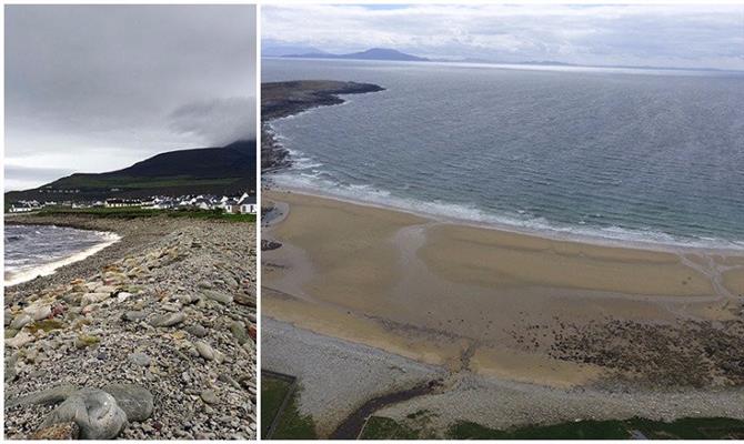 Antes e depois do ressurgimento da areia no local