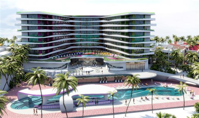 Como ficará a fachada no novo resort Temptation, em Cancún