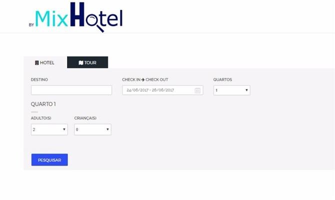 A interface do site da By Mix Hotel