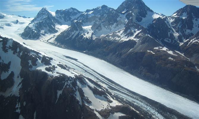 O Tasman Glacier, visto de cima