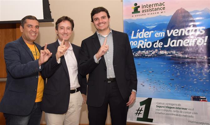 Eduardo Aoki, da Intermac, Renato Spadafora, da Share, e André Jabur Rodrigues, da Travelers