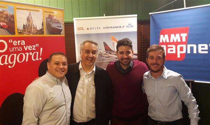 Luiz Araujo (Disney), Sylvio Ferraz e Hugo Lagares (MMTGapnet) e Danilo Barbizan (Delta Airlines)