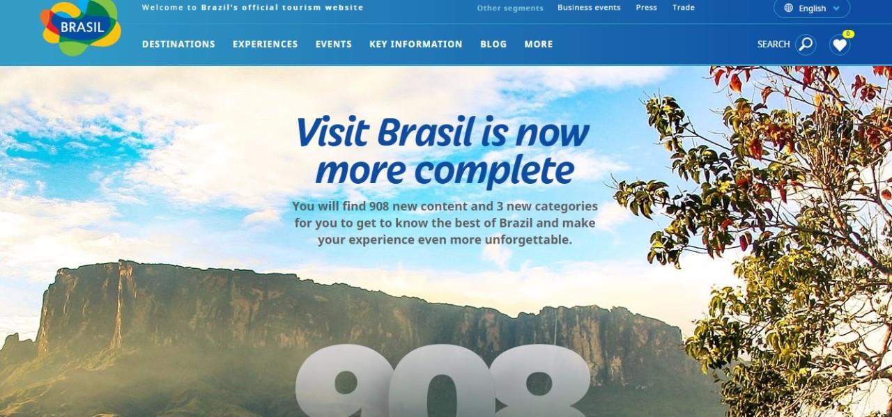 Página inicial do Visit Brasil