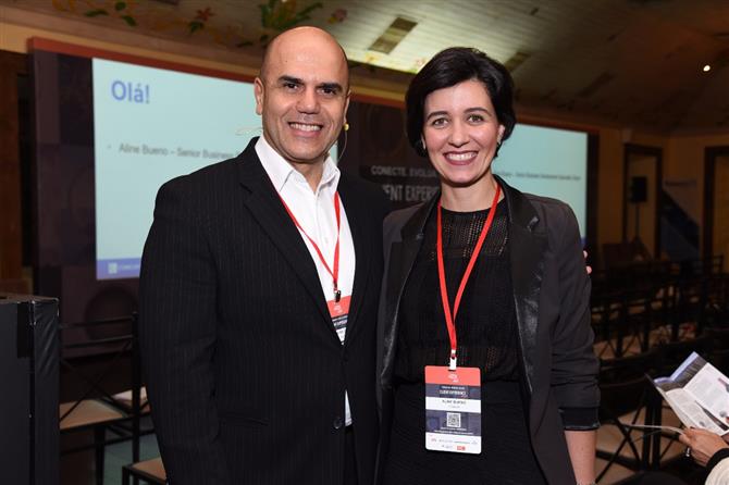 Nelson de Oliveira, da CWT, e Aline Bueno, da SAP Concur