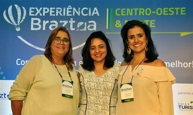 Eliene Meireles, da Abav-GO, Monica Samia, CEO da Braztoa e Vanessa Pires Morales, da ABIH-GO