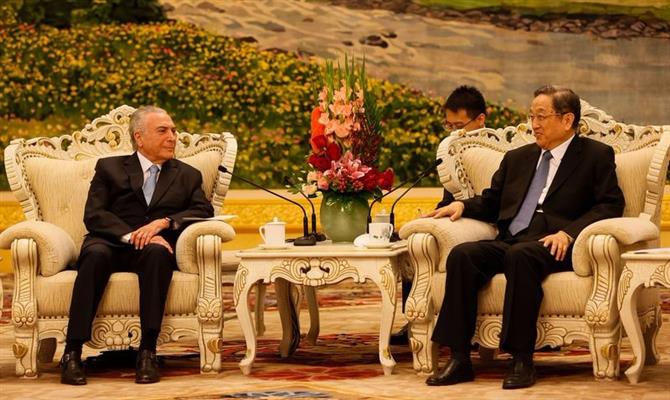 Presidente Michel Temer em reunião com o primeiro-ministro chinês, Li Keqiang