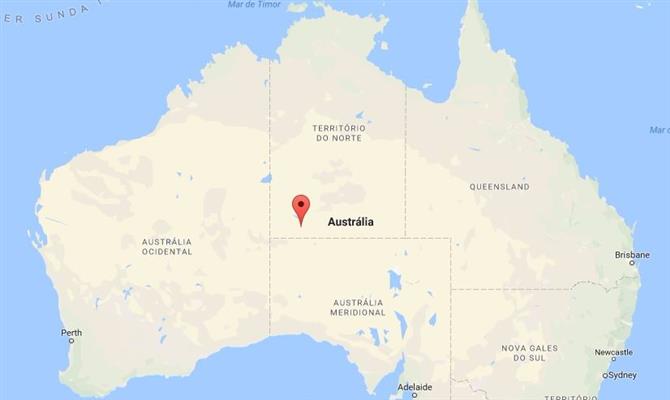 A localização do sítio histórico na Austrália