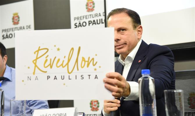 João Dória, prefeito de São Paulo, apresenta o novo logotipo do réveillon na Paulista 