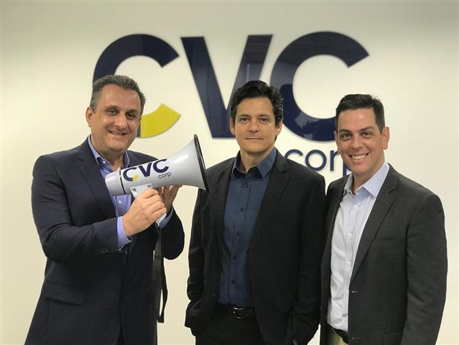 Claiton Armelin, Eduy de Azevedo e Cristiano Placeres, do Nacional da CVC Corp. Quem também faz parte do time é Ricardo Assalim, responsável pelo Sudeste e Norte do País
