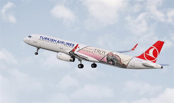 A321 da Turkish ganhou uma customização inédita para homenagear o 'ano de Troia'