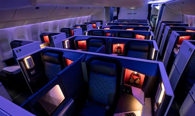 O 777 reformulado conta com 28 assentos na Delta One