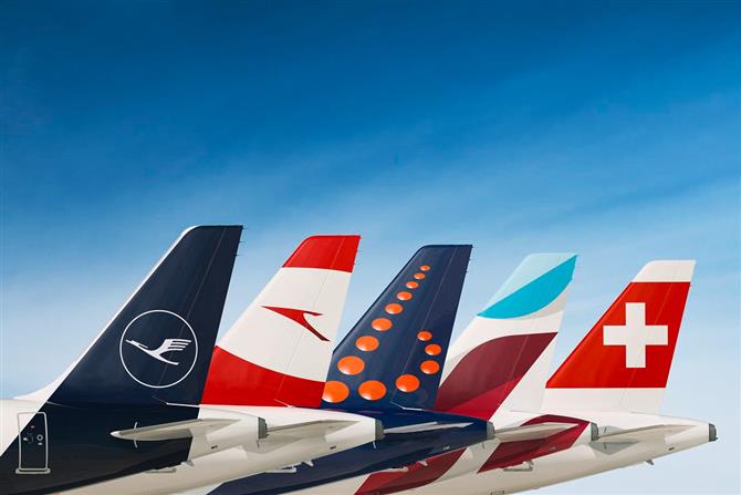 Lufthansa (à esquerda) e Swiss (à direita) são as principais fontes de receitas do grupo aéreo