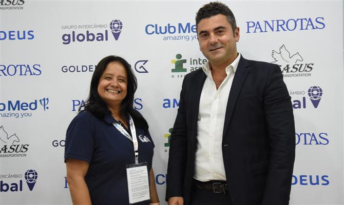 Mônica Galvão, diretora da Olympia Europe para o Brasil, com o diretor de Vendas global da broker, Ciro Campitiello