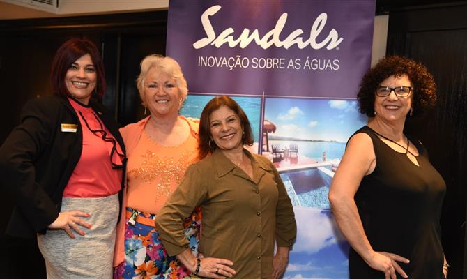 Arlenes Garcia Delgado, da Sandals, Dorenne Venturi, da DD Turismo, Roseli Castro, da RC Viagens & Turismo, e Maranatha Milani, da Maranatha