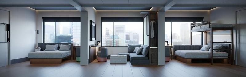 O design do quarto, que dá ênfase à comodidade, é um dos destaques