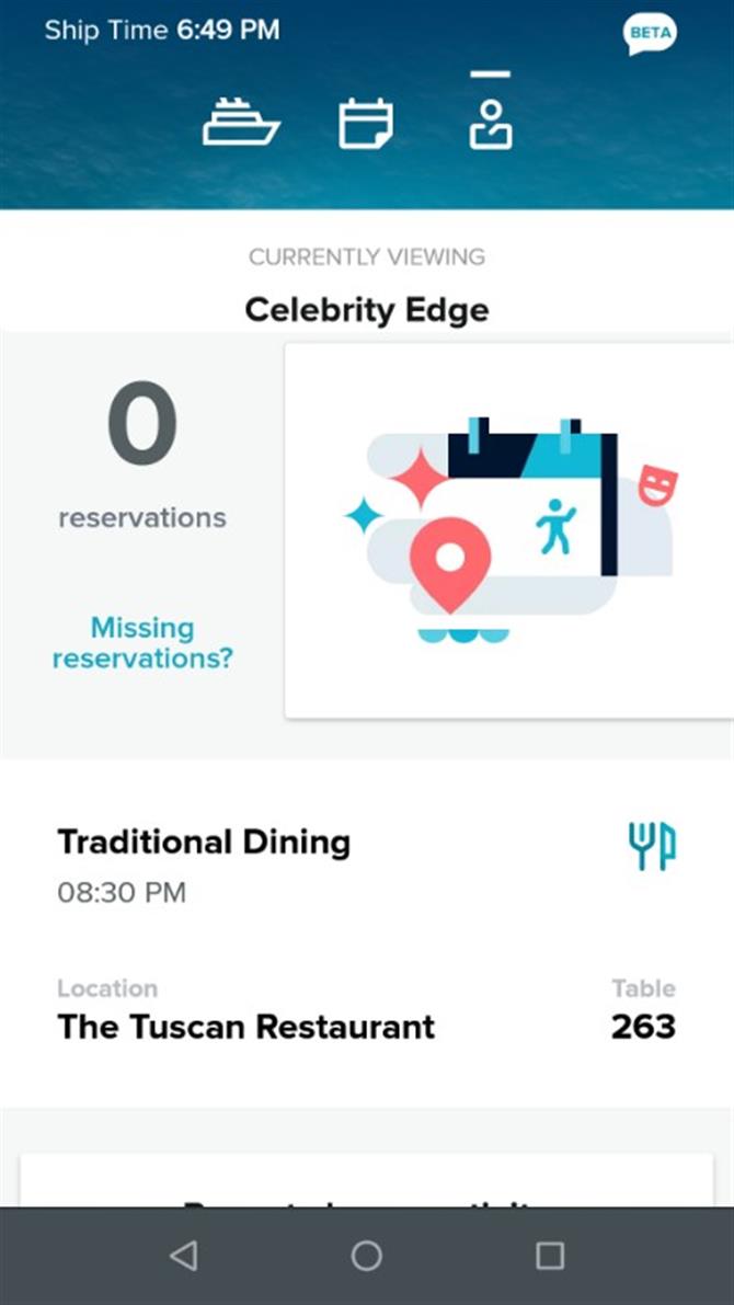 Hóspede pode fazer reservas no restaurante por meio do aplicativo