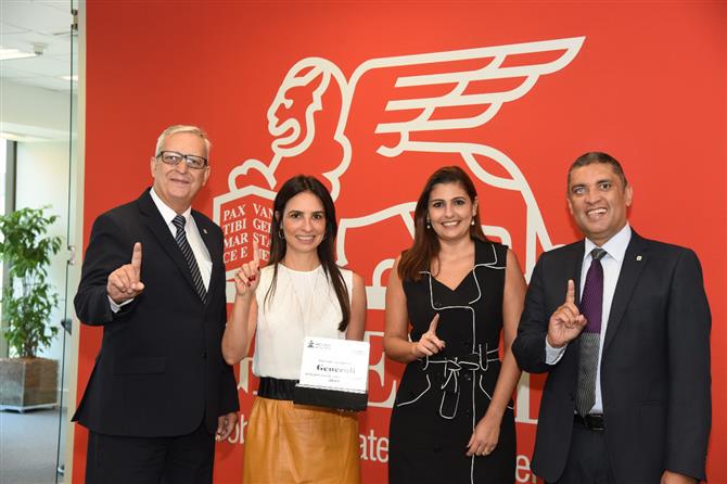 Wellington Morato, Claudia Scarpa, Josiane e Eduardo Aoki comemoram a nova parceria entre Intermac e Generali