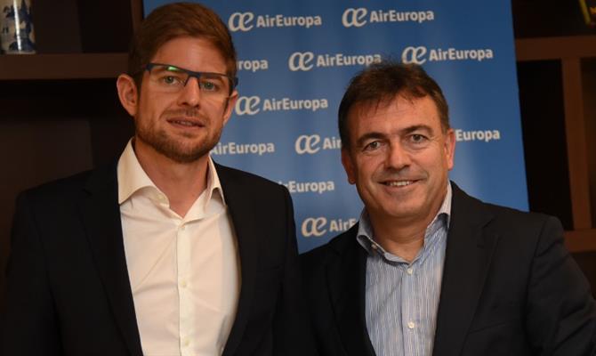 Gonzalo Romero, diretor Brasil, e Imanol Pérez, diretor comercial da Air Europa