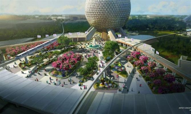 Imagem ilustrativa da nova entrada do Epcot, da Disney, que também deve ser renovada