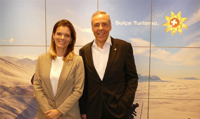 Diretora da Switzerland Tourism para o Brasil, Christina Gläser, com o head de Mercados, Urs Eberhard