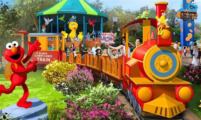 Trem levará visitantes para passeio na Sesame Street