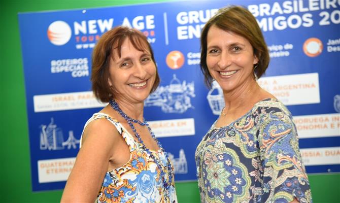 As irmãs Ingrid e Carla Davidovich, da New Age Tour Operator, durante a Aviesp 2019