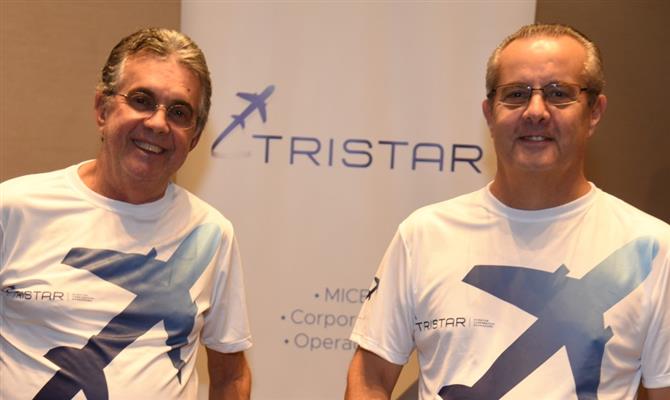 Osni Pires e Fernando Margoni, da Tristar, durante lançamento no interior de São Paulo
