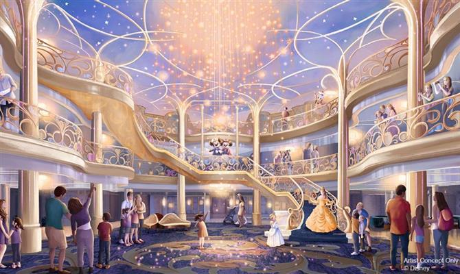 A perspectiva do interior do Disney Wish