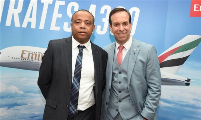 Stephane Perard, diretor geral da Emirates no Brasil; e Adrian Ursili, diretor da MSC Cruzeiros no País