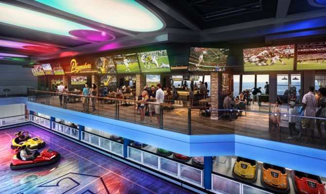 Playmakers Sports Bar & Arcade é uma das atrações de complexo