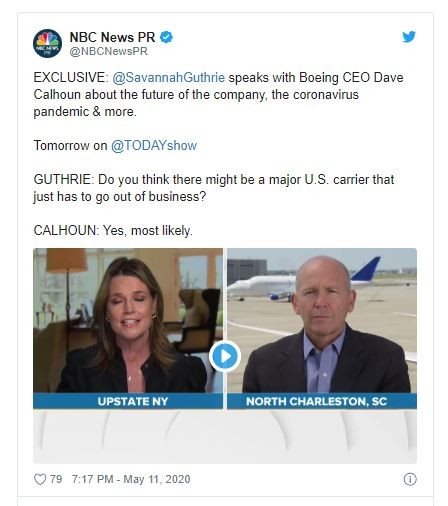 Chamada no Twitter da NBC
