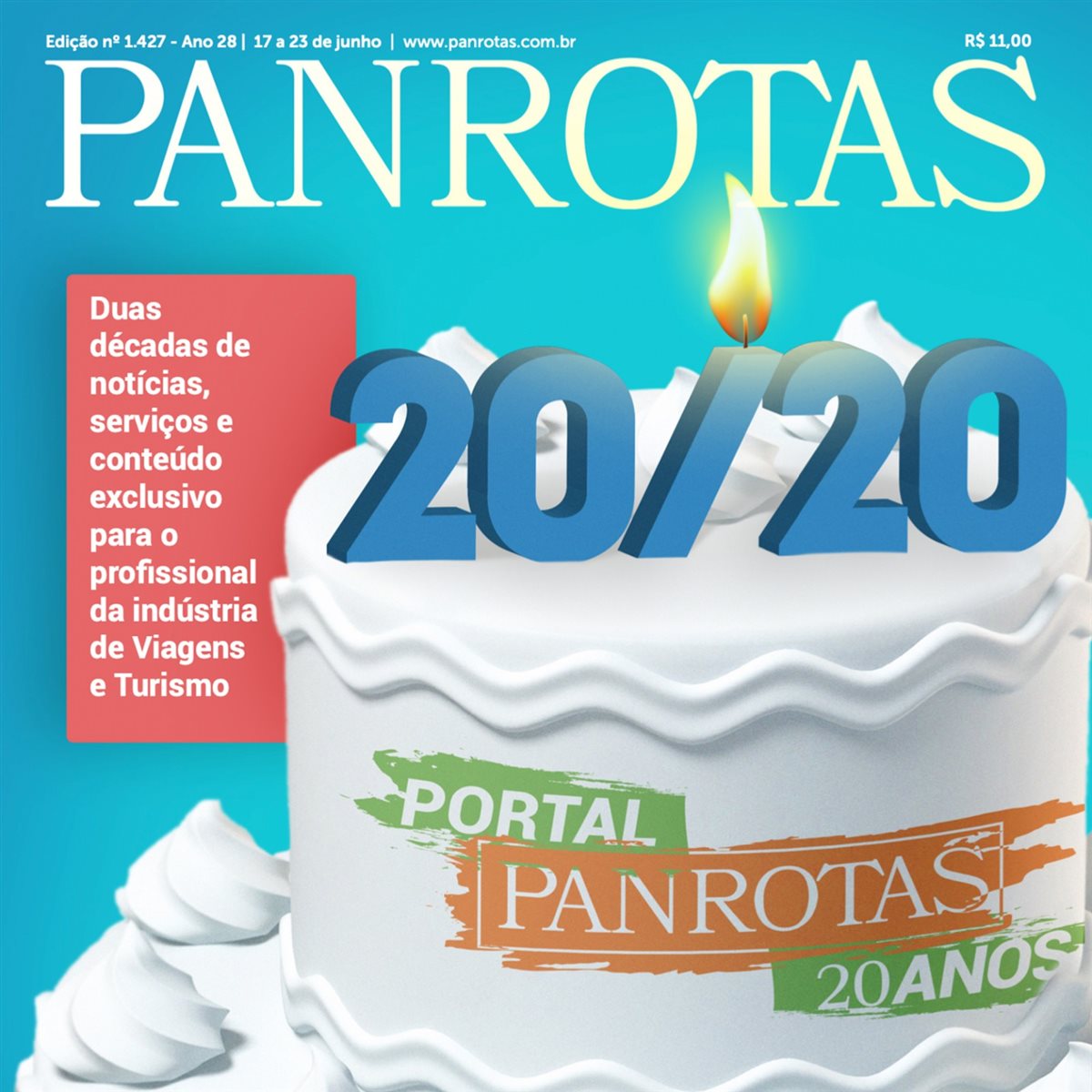 Capa da Revista PANROTAS 1.427 é celebrativa aos 20 anos do Portal PANROTAS