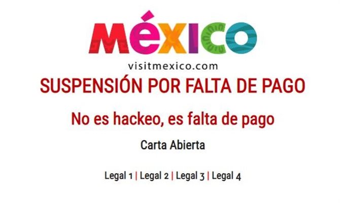 Mensagem no site VisitMexico.com