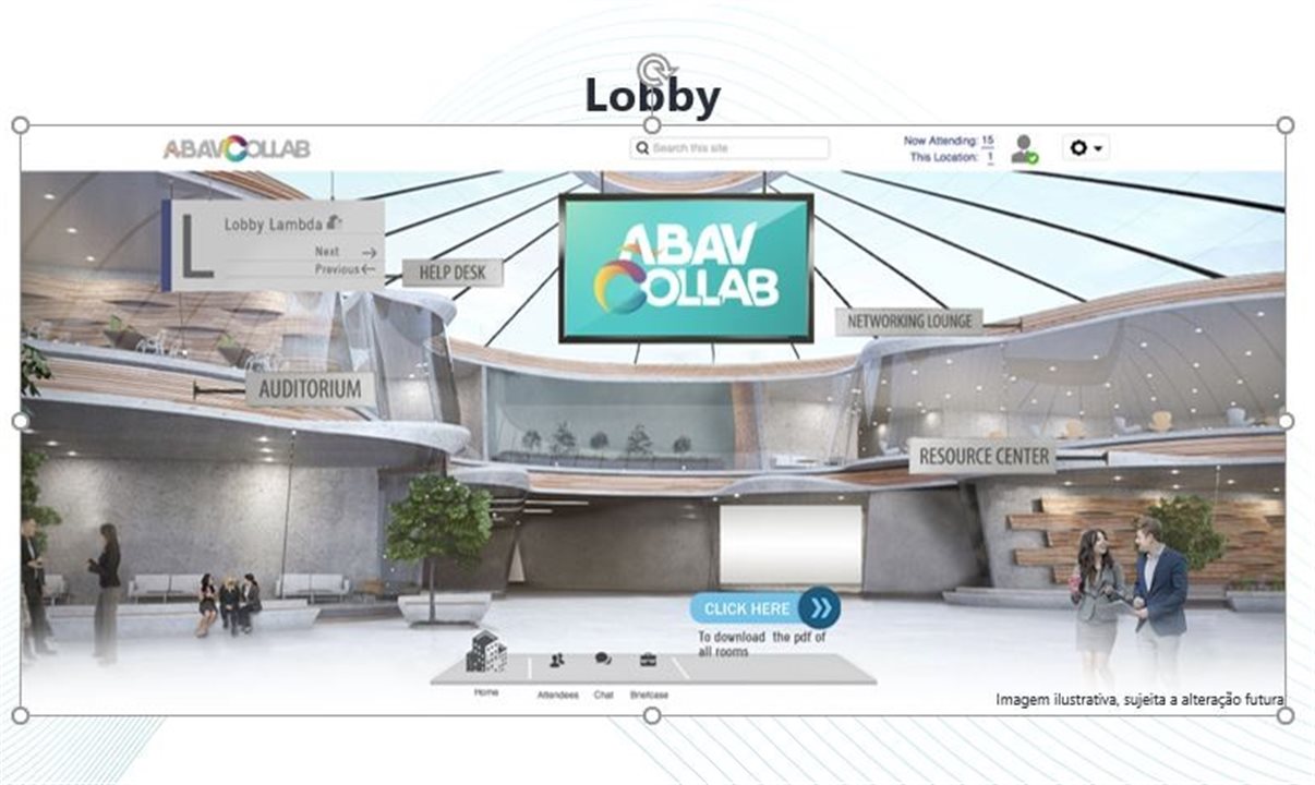Abav Collab será em uma plataforma digital que reproduz um centro de eventos