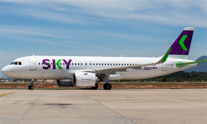 A rota Santiago-Florianópolis será operada com a frota de aeronaves A320neo da Sky