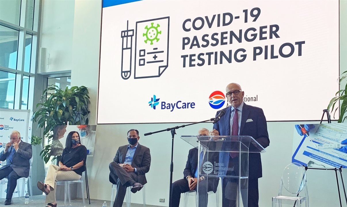 O Tampa International Airport lançou um programa de testes para covid-19 em outubro
