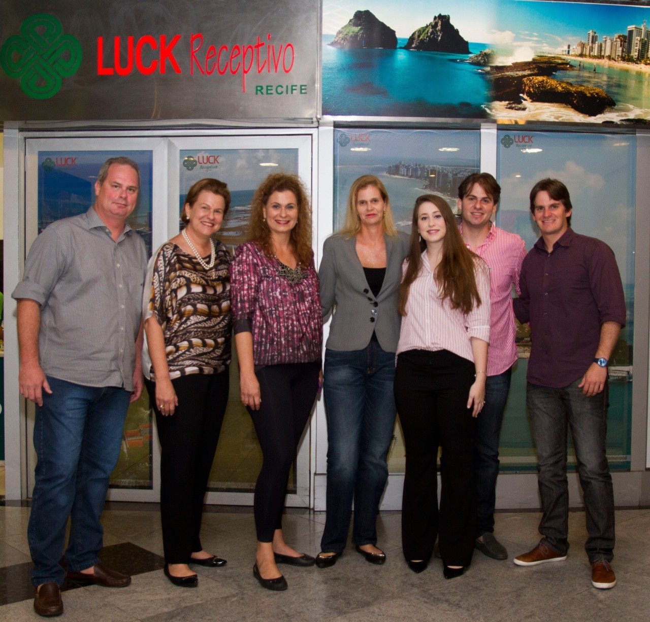 Segunda e terceira geração da família Luck: Gustavo, Beta, Sandra, Renata, Juliana, Guilherme e Filipe Luck 