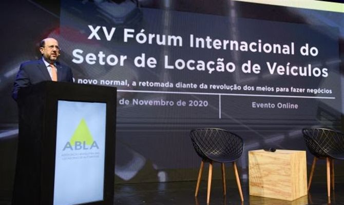 Paulo Miguel Junior, presidente do Conselho Nacional da Abla, durante o XV Fórum Internacional do Setor de Locação de Veículos