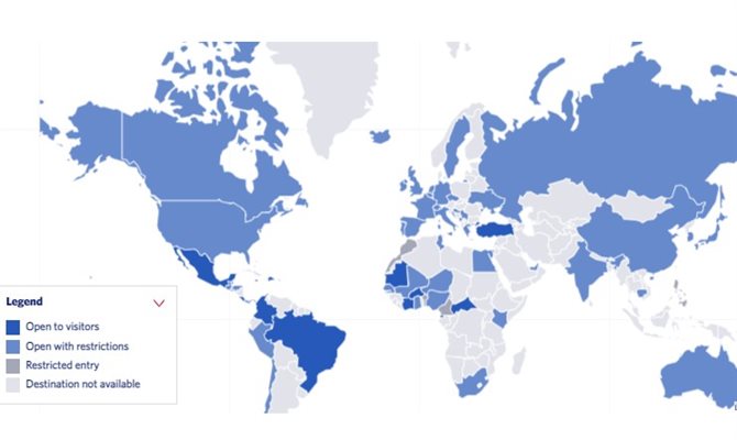 Mapa interativo da Delta mostra requisitos e informações detalhadas sobre a covid-19 ao redor do mundo